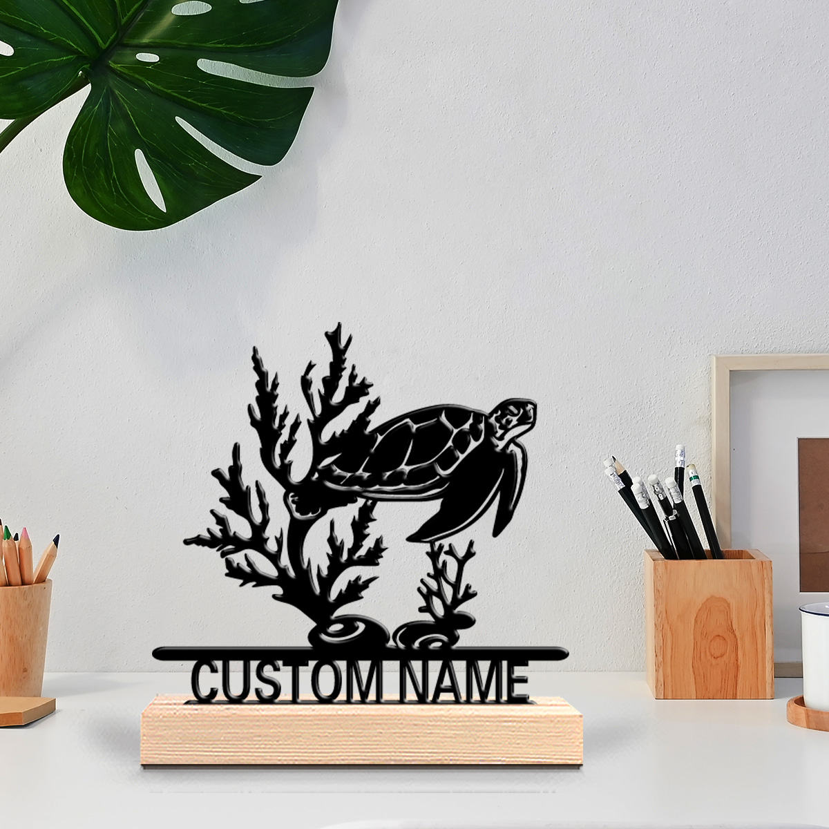 Art Craft Wood - 1pc Abstract Sea turtle Custom Letter