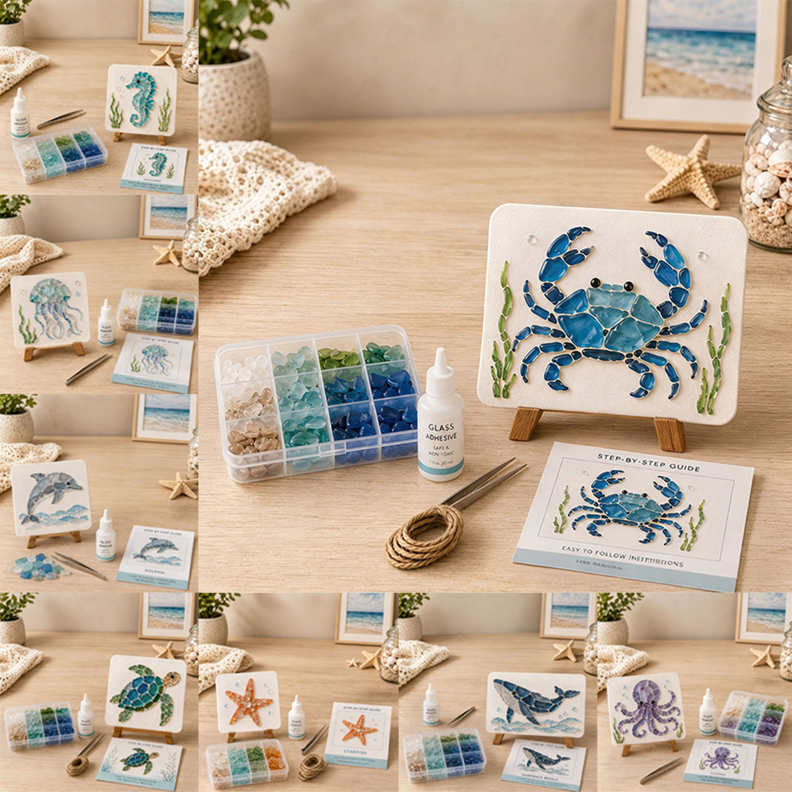 Art Craft Gifts For Adults - DIY Sea Glass Art Kit Sea