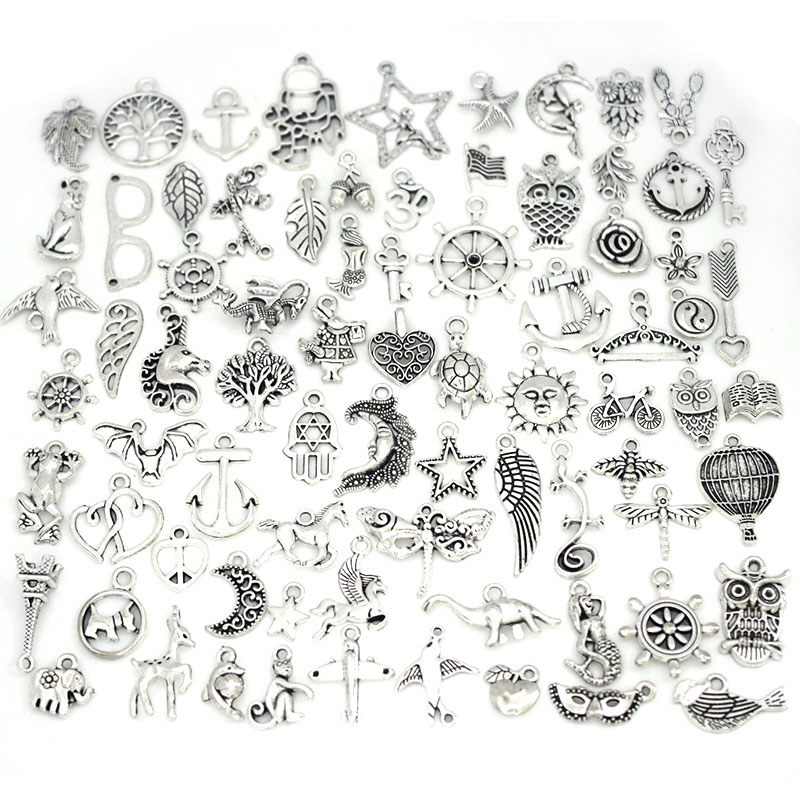 Art Craft Flower Making - 50Pcs/Lot Tibetan Silver Mixed Pendant Animals