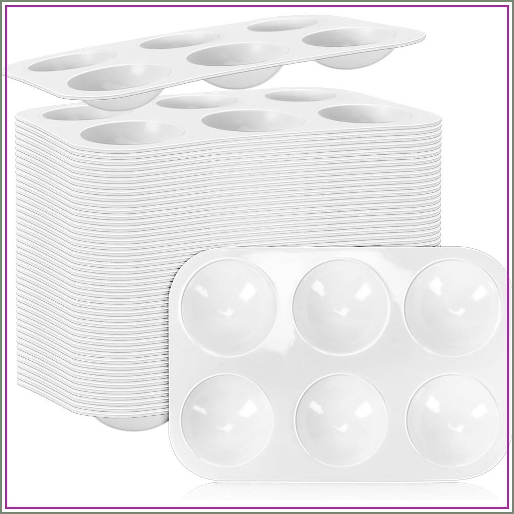Art Craft Classes - 50 Pack 6-Well Plastic Paint Palettes