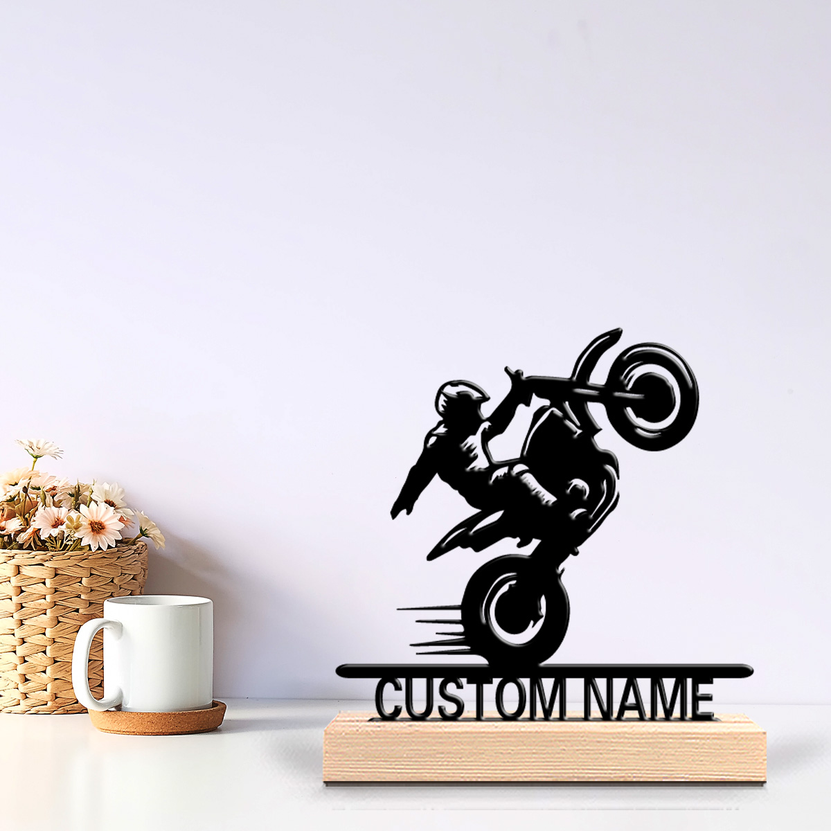 Art Craft Wood - 1pc Simple Motorcycle Kid Custom Text