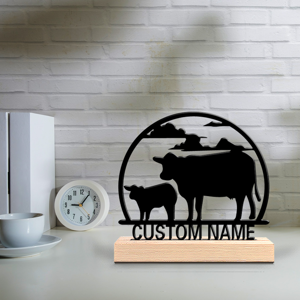 Art Craft Wood - 1pc Fashion Cow Customizable Name Metal