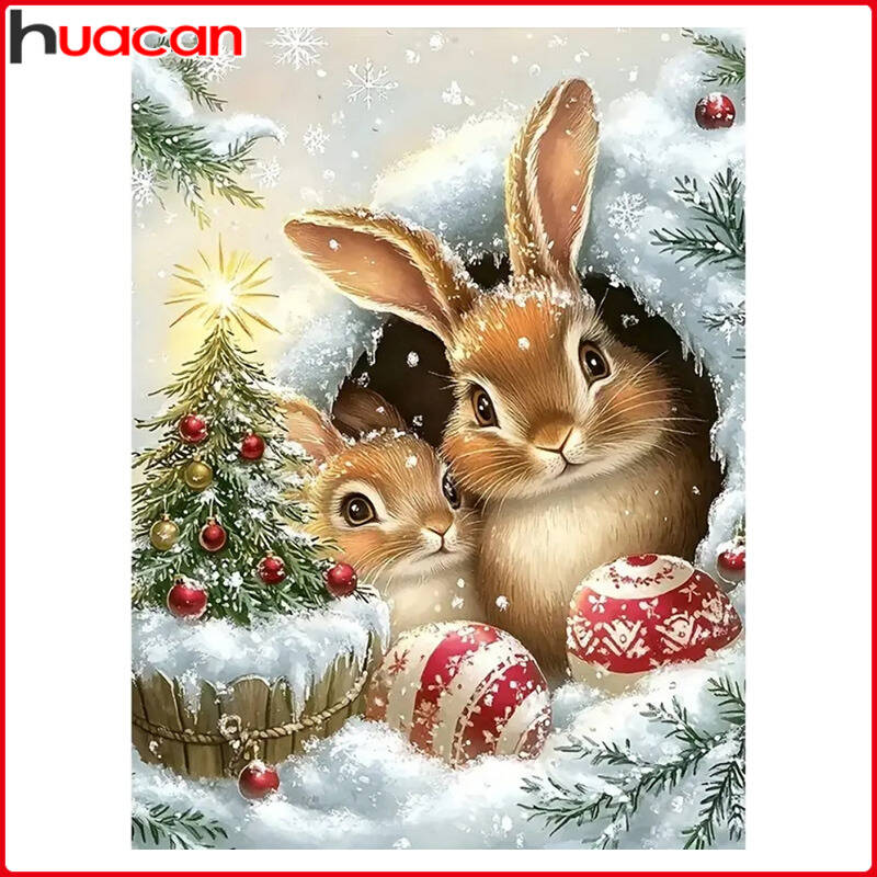 Art Craft Rabbit - Huacan Christmas Diamond Painting Rabbit Animal