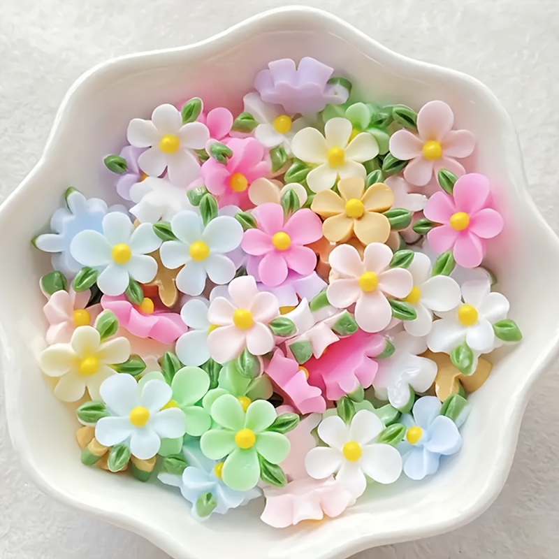 Art Craft Flower Making - 20pcs Resin Mini Flower and Leaf
