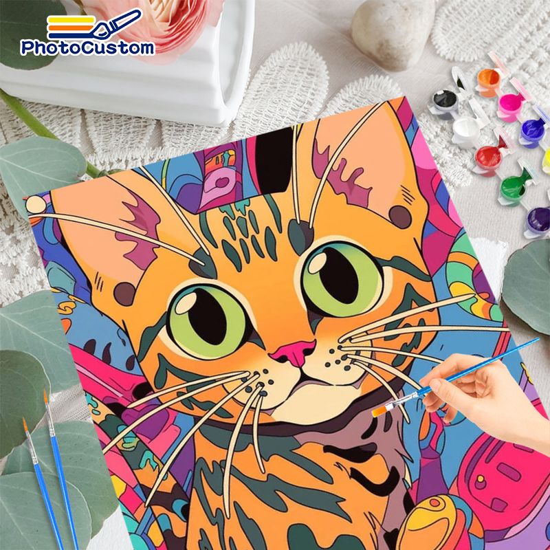 PhotoCustom Ginger Cat Paintin - Art Craft Ideas Easy review and price