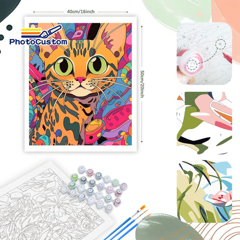 PhotoCustom Ginger Cat Paintin - Art Craft Ideas Easy review and price
