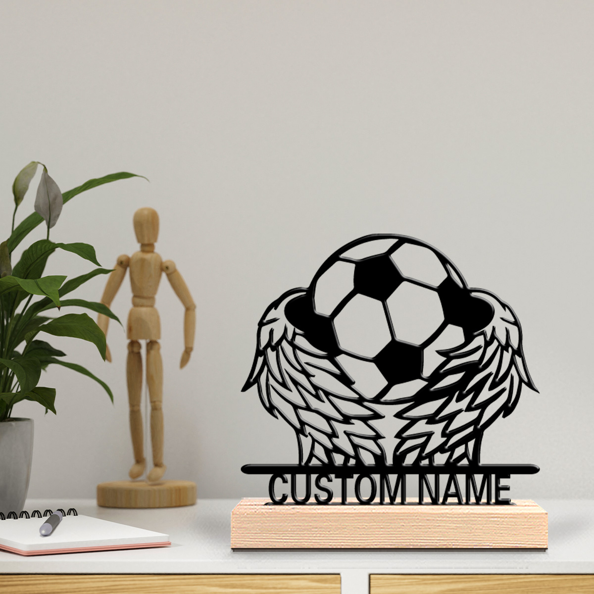 1pc Wing Soccer Custom Text Ti - Art Craft Wood review and price