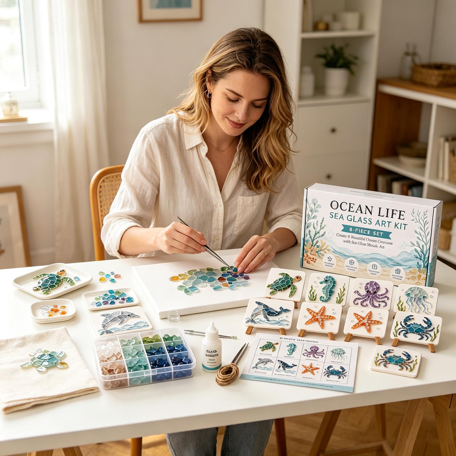 1pc Ocean Life Sea Glass Mosai - Art Craft Gifts For Adults review and price