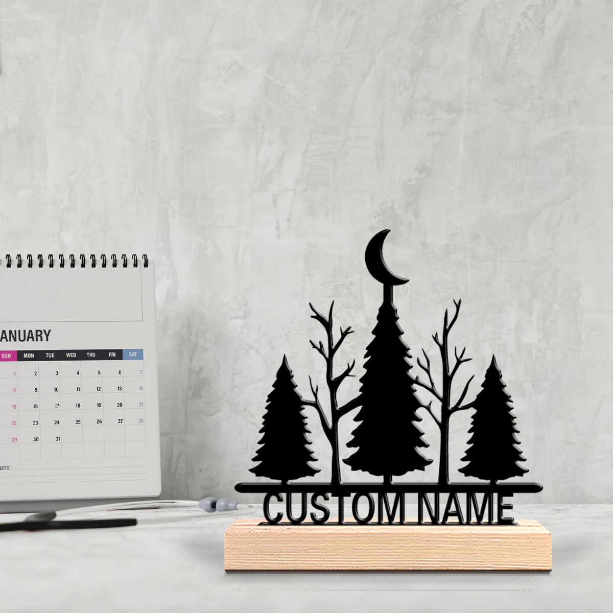 1pc Minimalist moon tree Custo - Art Craft Wood review and price